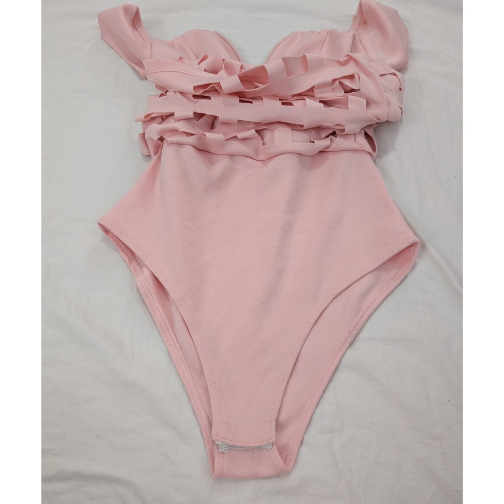 Auditions Spandex Bodycon Dress V neck Cut out Body suit Sz S Pink - Picture 7 of 10